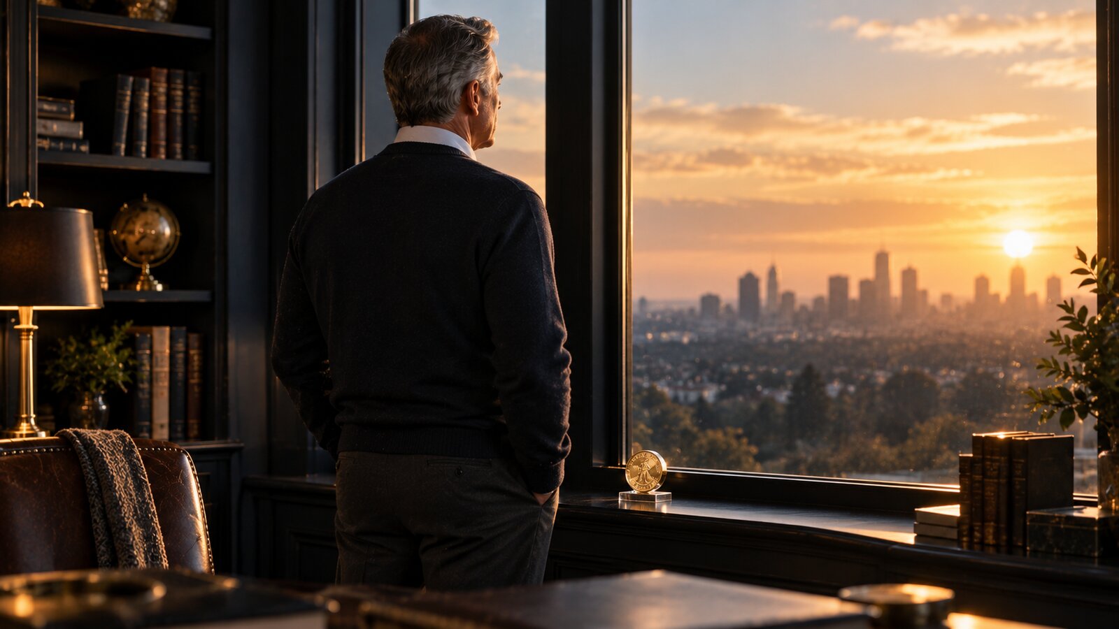 A quiet study at sunrise, a place to think about the long term