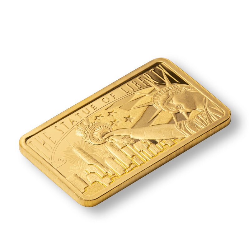 PAMP Suisse Statue of Liberty Gold Bar, alternate angle