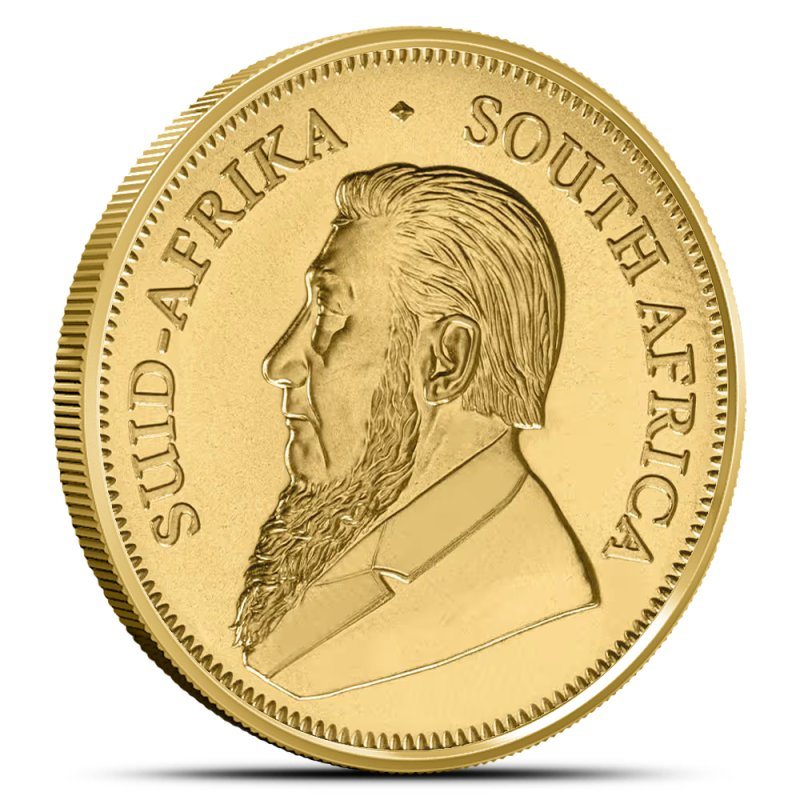 South African Gold Krugerrand, side showing Paul Kruger