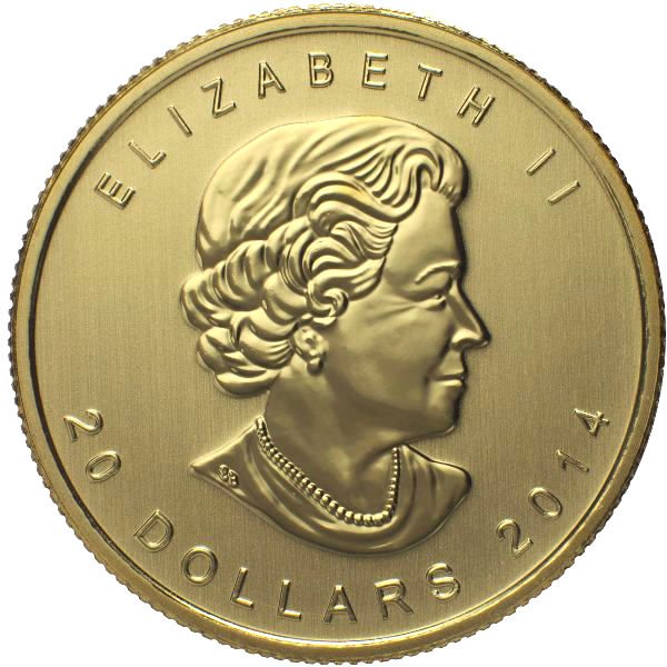 Canadian Gold Maple Leaf (1/2 oz), obverse (front)